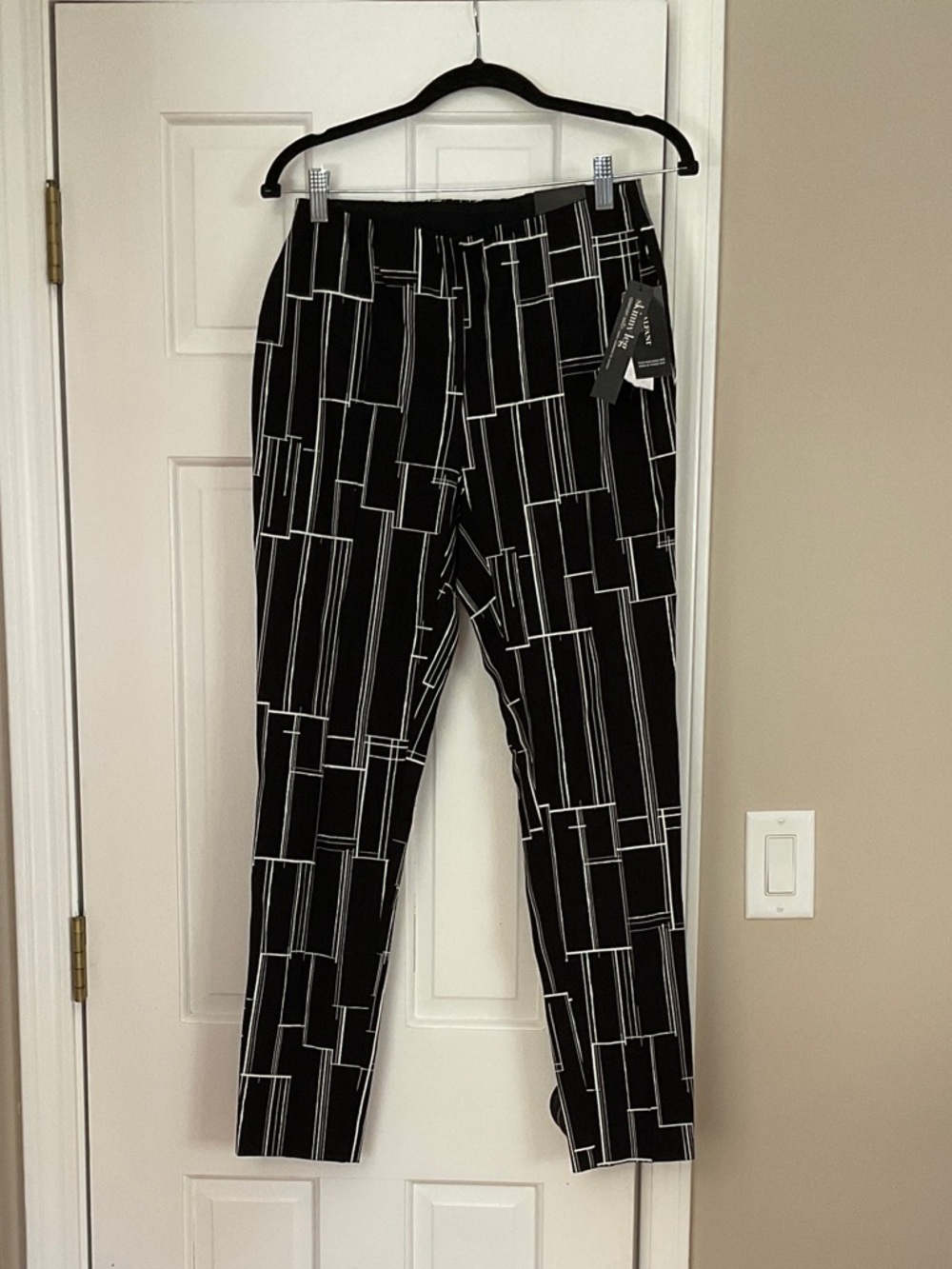 Alfani Black Chinos with White Geometric Print